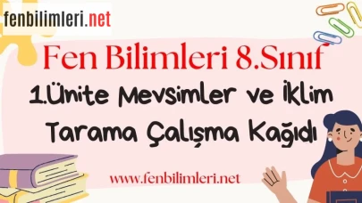 8. Sınıf Fen Bilimleri 1. Ünite Çalışma Kağıdı Pdf